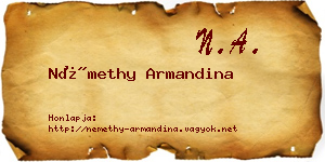 Némethy Armandina névjegykártya